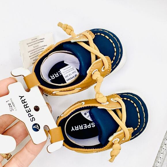 Sperry Navy and Tan Baby Boat Shoes - Picture 5 of 10